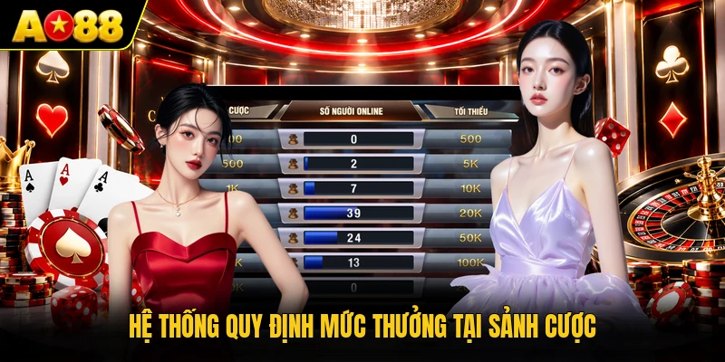 Hệ thống quy định mức thưởng tại sảnh cược